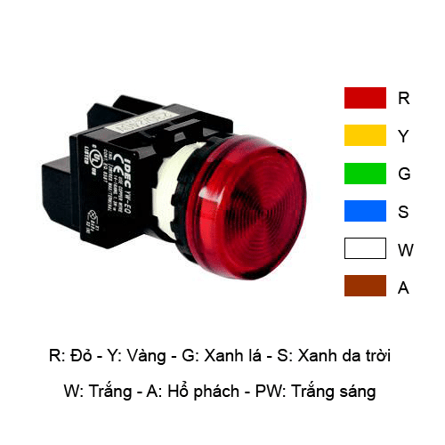 Đèn báo phẳng Ø22 220V AC/DC bóng LED Vàng